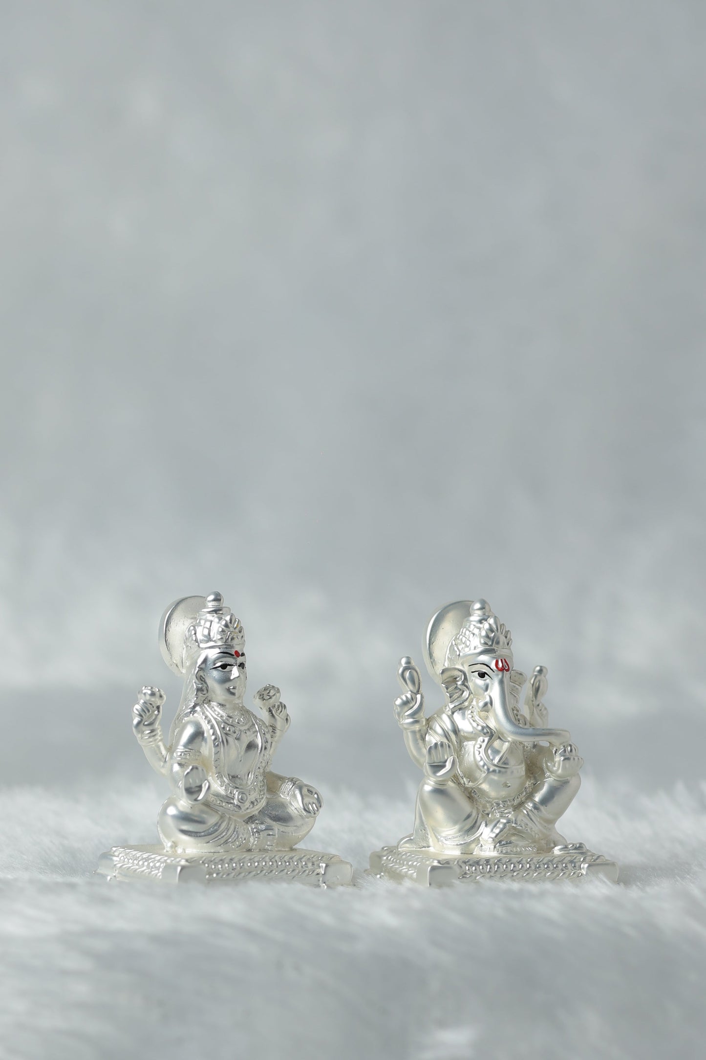 Silver plated Matt finish Laxmi and Ganpati