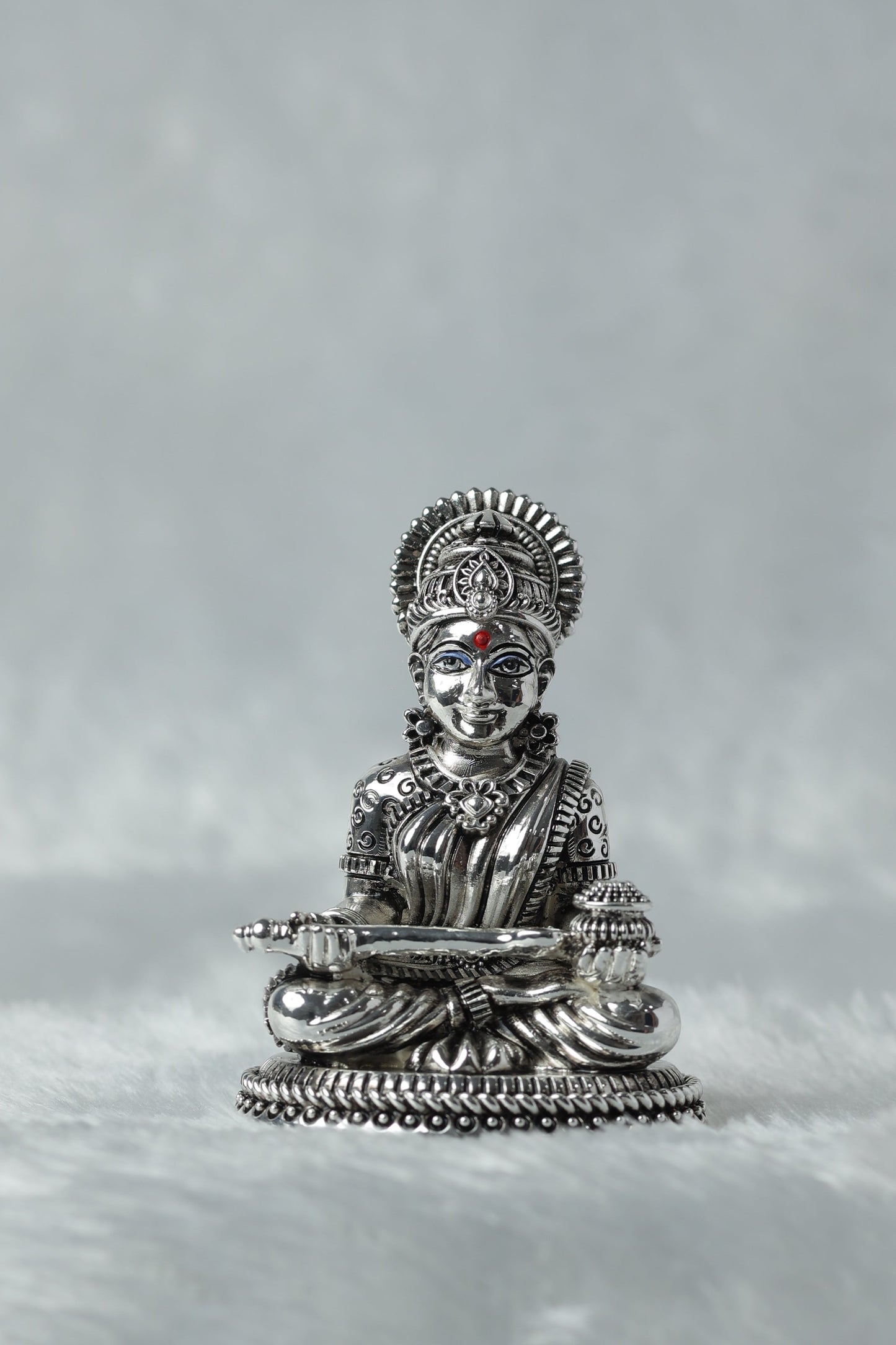 Silver plated antique finish Saraswati Maa