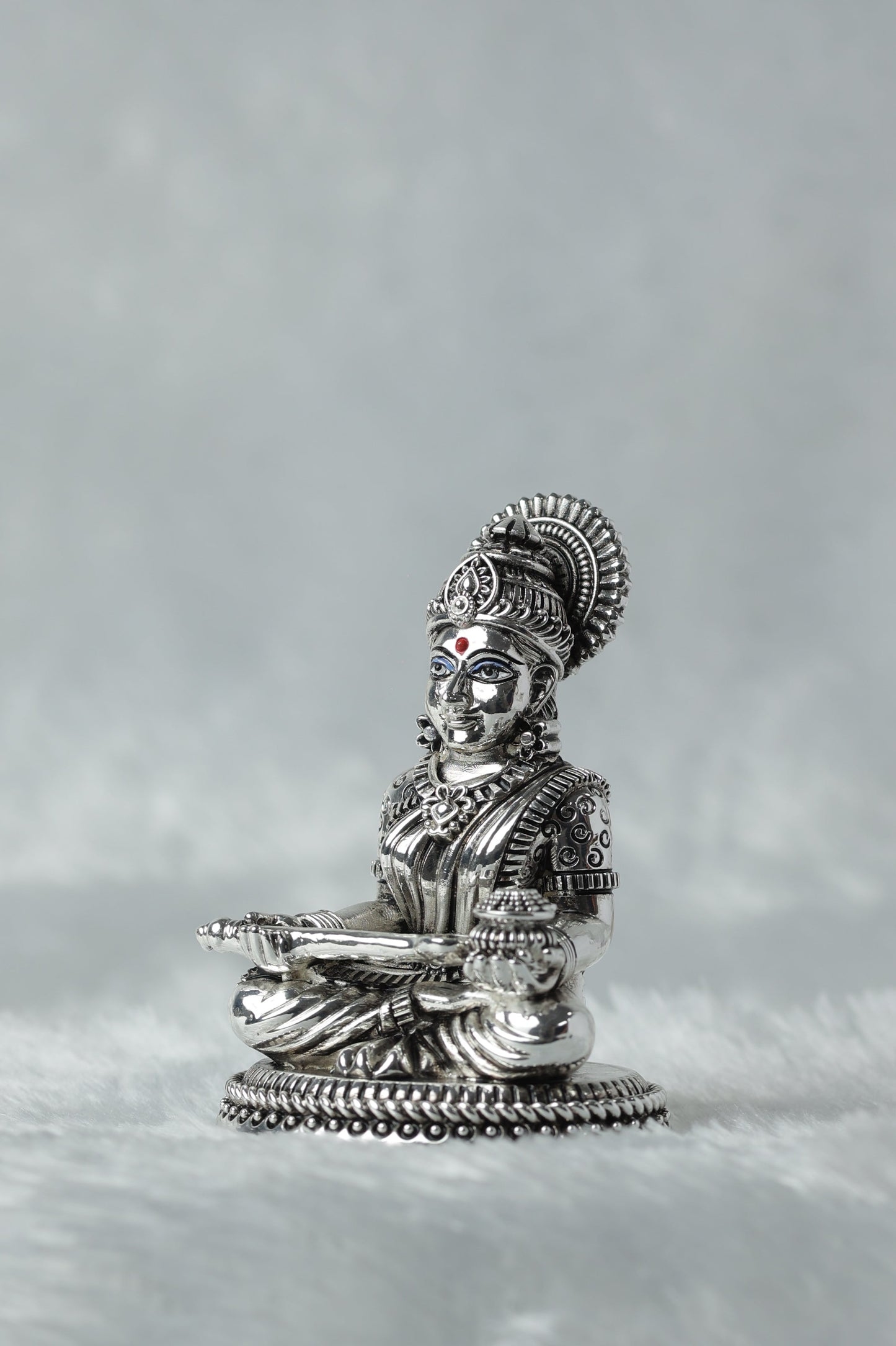 Silver plated antique finish Saraswati Maa