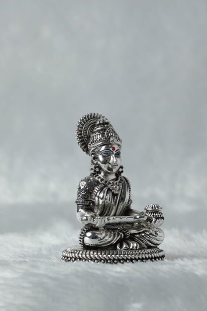 Silver plated antique finish Saraswati Maa