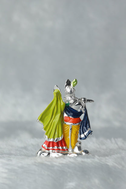 Radha Krishna Silver plated with Painting