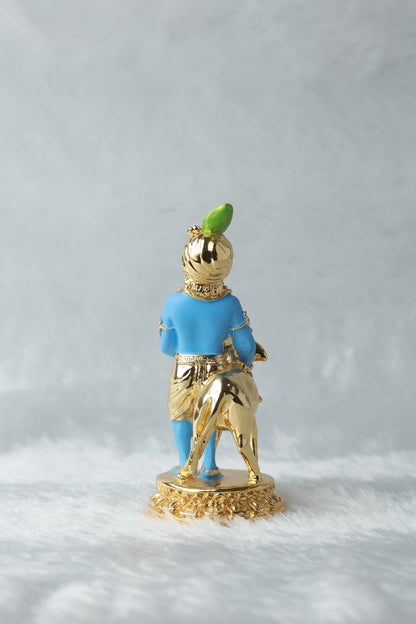 Gold plated Krishna with calf blue Colour